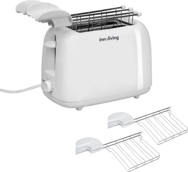 INNOLIVING Tostapane con pinze 2 Fette Potenza 750 Watt 6 Livelli di doratura colore Bianco - INN-742