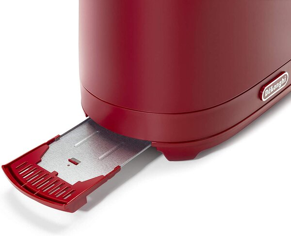 De Longhi Tostapane con pinze 2 Fette Potenza 550 Watt Tostatura regolabile Termostato Cassetto fondo Raccoglibriciole colore Rosso - CTLAP2203R