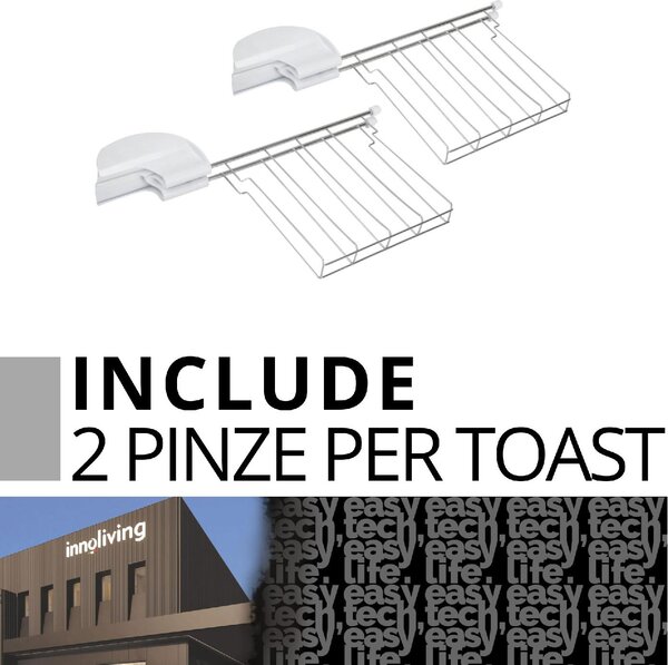 INNOLIVING Tostapane con pinze 2 Fette Potenza 750 Watt 6 Livelli di doratura colore Bianco - INN-742