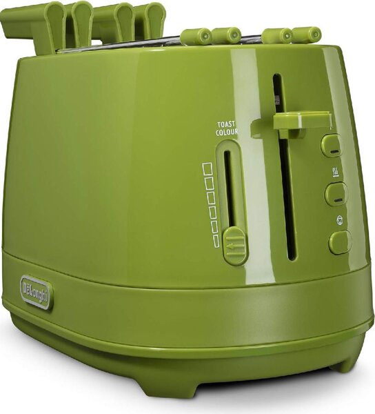 De Longhi Tostapane con pinze 2 Fette Potenza 550 Watt Tostatura regolabile Termostato Cassetto fondo Raccoglibriciole colore Verde - CTLAP2203GR