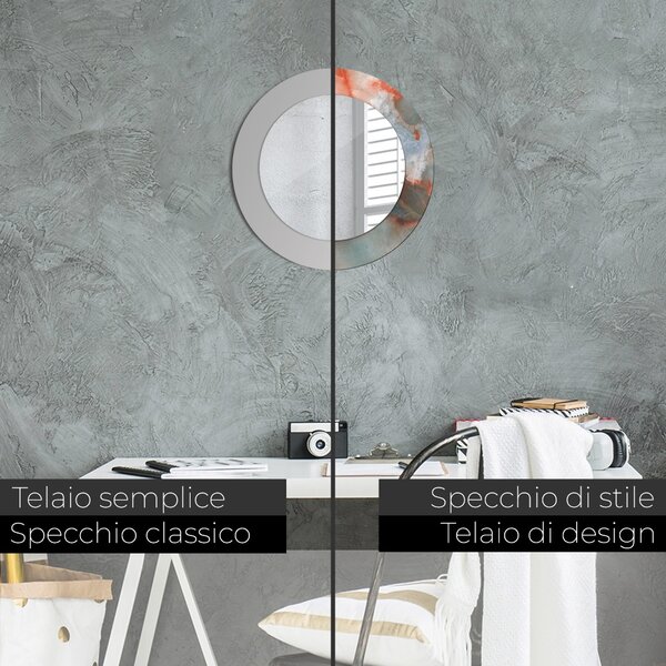 Specchio rotondo cornice con stampa Marmi di onice fi 50 cm