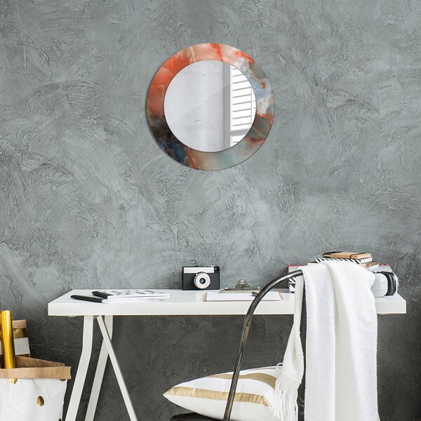 Specchio rotondo cornice con stampa Marmi di onice fi 50 cm