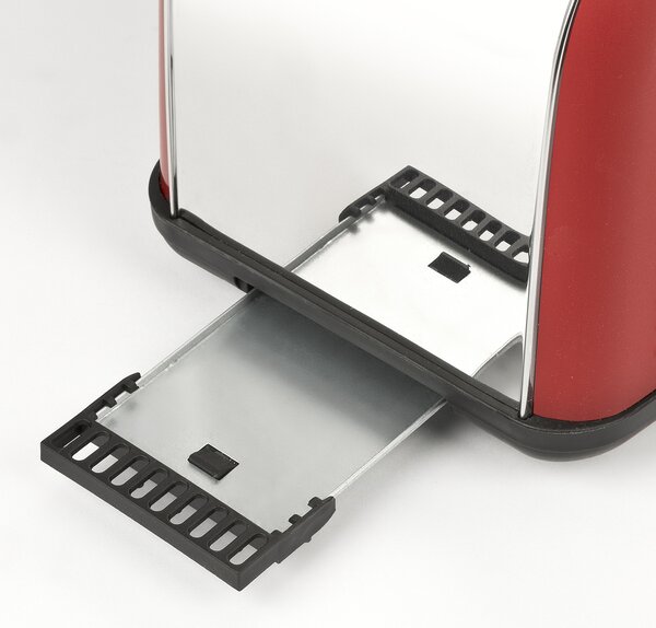 Girmi Tostapane con pinze 2 Fette Potenza 850 Watt 8 Livelli di cottura Funzione scongelamento e Cassetto fondo Raccoglibriciole colore Rosso Inox 