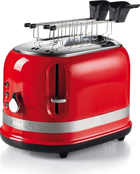 Ariete Tostapane con pinze 2 fette Potenza 815 Watt 6 Livelli di doratura Cassetto Raccogli briciole colore Rosso - 149 Serie Moderna