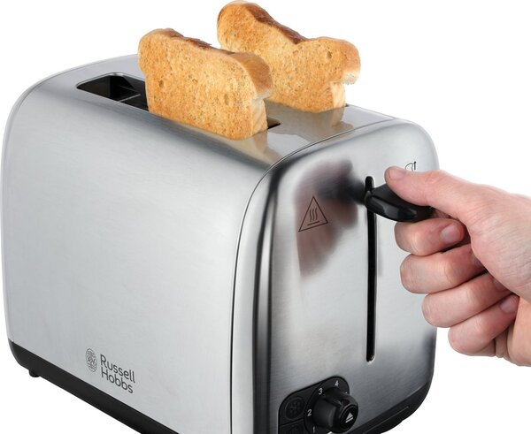 Russell Hobbs Tostapane elettrico 2 fette Potenza 850 Watt Funzione scongelamento Vano raccoglibriciole colore Acciaio - 24080-56 Adventure