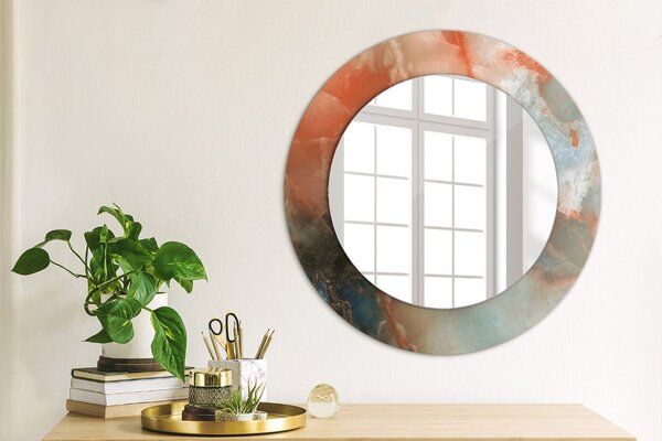 Specchio rotondo cornice con stampa Marmi di onice fi 50 cm