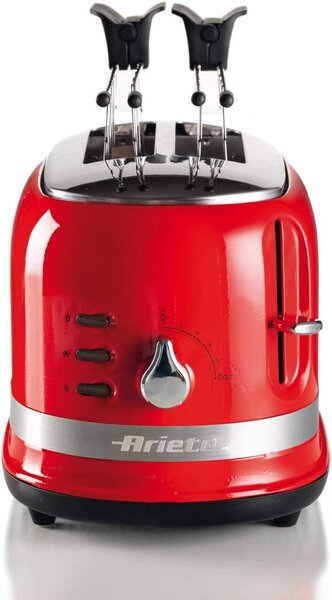 Ariete Tostapane con pinze 2 fette Potenza 815 Watt 6 Livelli di doratura Cassetto Raccogli briciole colore Rosso - 149 Serie Moderna