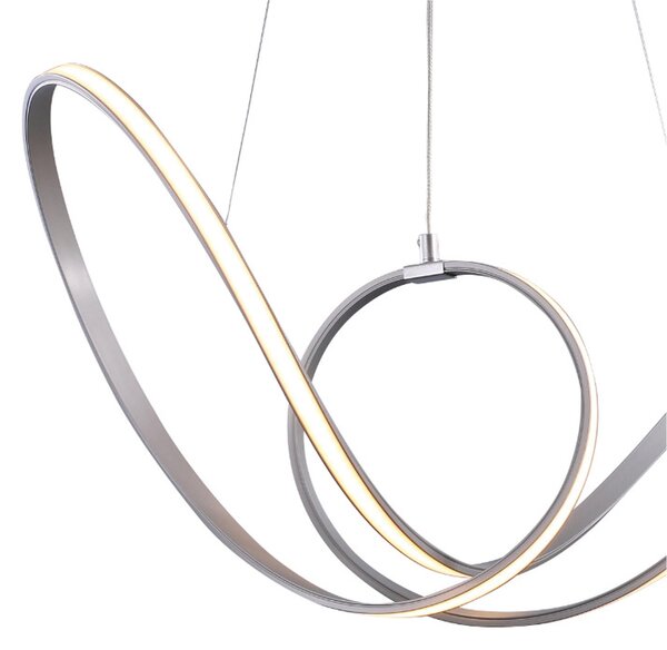 Lampada a sospensione a LED SHINE 5 in acciaio e policarbonato 100x50xh120 cm 48 W- 2980 Lumen , RGB , colore silver satinato