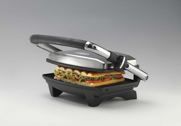 Ariete Tostapane Piastra per Toast Antiaderente Potenza 1000 Watt colore Nero/Acciaio - Toast & Grill Slim - 1911