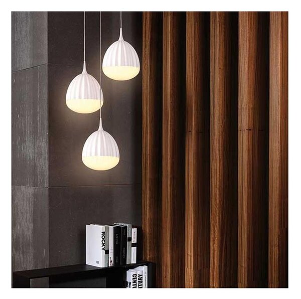 Lampada a sospensione, Plafoniera a LED LOTUS in acciaio e policarbonato 24x24xh18 cm - filo 120 12 W- 1600 Lumen , colore bianco
