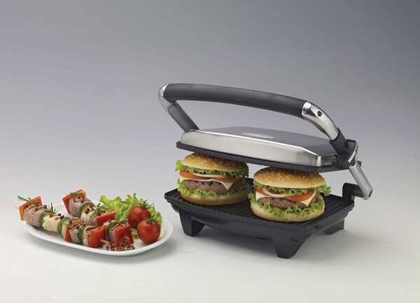 Ariete Tostapane Piastra per Toast Antiaderente Potenza 1000 Watt colore Nero/Acciaio - Toast & Grill Slim - 1911