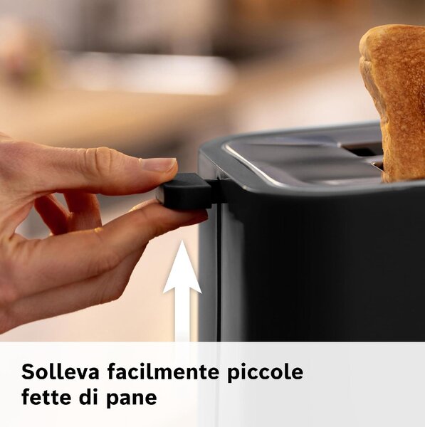 Bosch Tostapane elettrico 2 Fette Potenza 950 Watt Funzione scongelamento Griglia scaldapane - TAT3M123