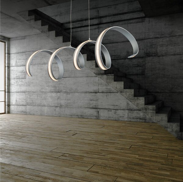 Lampada a sospensione a LED SHINE 3 in acciaio e policarbonato 70x20xh120 cm 30 W- 2700Lumen , colore silver satinato