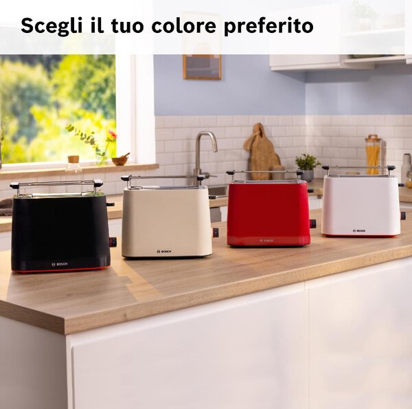 Bosch Tostapane elettrico 2 Fette Potenza 950 Watt Funzione scongelamento Griglia scaldapane - TAT3M123