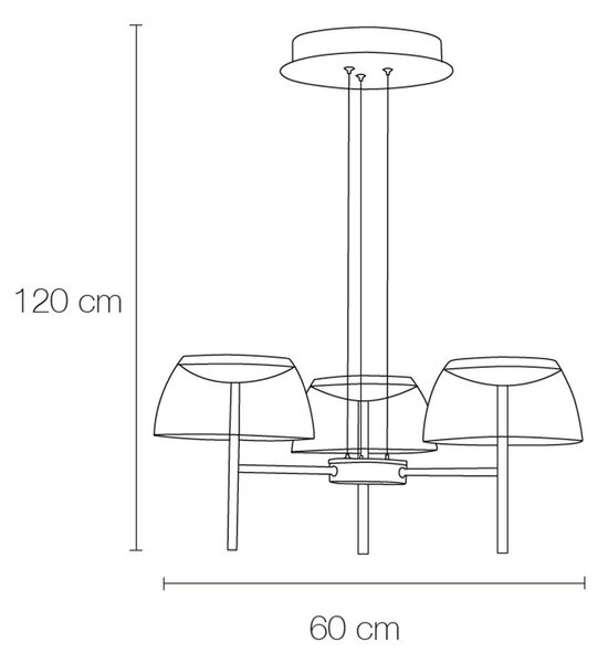 Lampada Da Soffitto LED TORCH in Alluminio e Policarbonato 60x60xh 1200 cm- 24 W- 2150 Lumen finitura Colore cromata