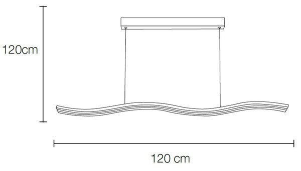 Lampada Da Soffito a LED MARTINA in Alluminio e Metacrilato 120x70xh FILI 120 cm 50 W- 4225 Lumen , colore bianco