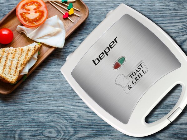Beper Tostapane Piastra per Toast Antiaderente Potenza 1300 Watt colore Bianco - 90.620