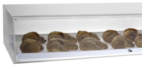 Vetrina da banco in plexiglass trasparente. Vetrinetta in plexiglass trasparente con sportellino di chiusura 95x35xh18 cm peso 6,03 kg in plexiglass 4 mm trasparente