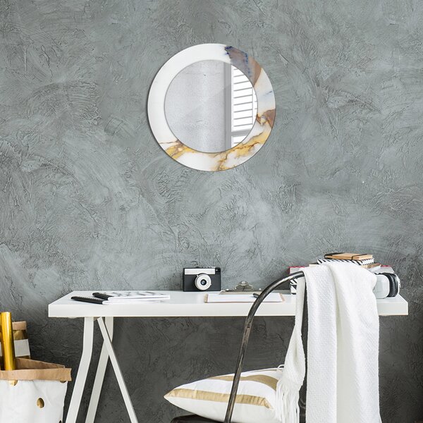 Specchio tondo con decoro Marmo bianco fi 50 cm