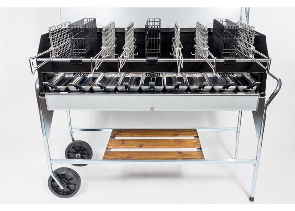 Barbecue professionale per 20-24 persone 6 griglie inox 25x35 COMPANY dimensioni 120x45 cm-peso 62 kg Lamiera Verniciata A forno grigio