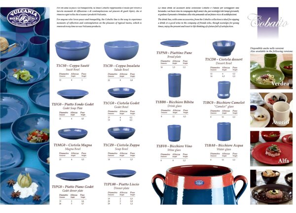 Tegame in Terracotta Smaltata �28xh11,4 cm - lt 2,8 peso 2,8 kg No Piombo no Cadmio Colore blu cobalto
