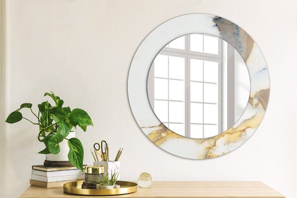 Specchio tondo con decoro Marmo bianco fi 50 cm