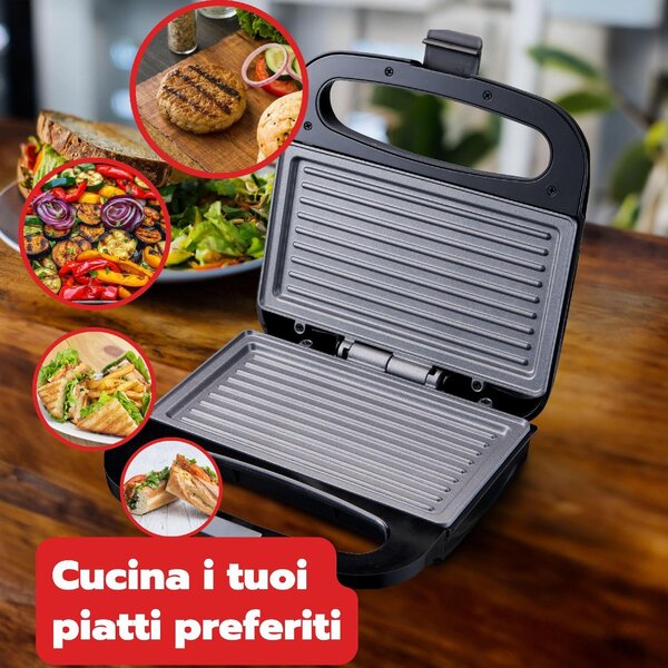 Ardes Tostapane Piastra per Toast Antiaderente Potenza 750 Watt con Termostato colore Nero - AR1S12
