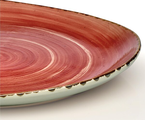 Piatto piano Multiuso in GRES Alta Cucina 28x20 cm lavabile in lavastoviglie, adatto al microonde colore ROSSO PEPERONCINO