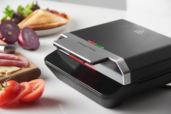 Russell Hobbs Tostapane Piastra per Toast Antiaderente Potenza 750 Watt colore Nero e Acciaio Inox - 26800-56 Easy Clean