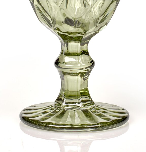 Bicchieri calice LOIRA 6 pezzi diametro 9xh17cm - 280 Ml in vetro spesso pressato adatto alla lavastoviglie colore Verde