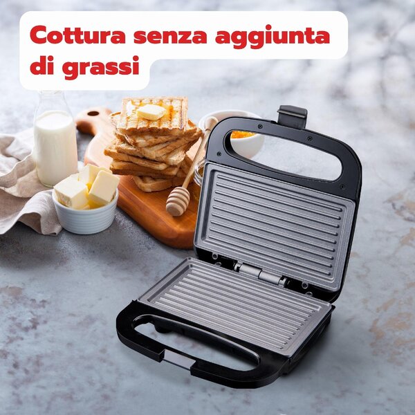 Ardes Tostapane Piastra per Toast Antiaderente Potenza 750 Watt con Termostato colore Nero - AR1S12