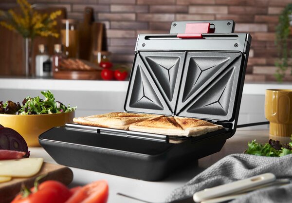Russell Hobbs Tostapane Piastra per Toast Antiaderente Potenza 750 Watt colore Nero e Acciaio Inox - 26800-56 Easy Clean
