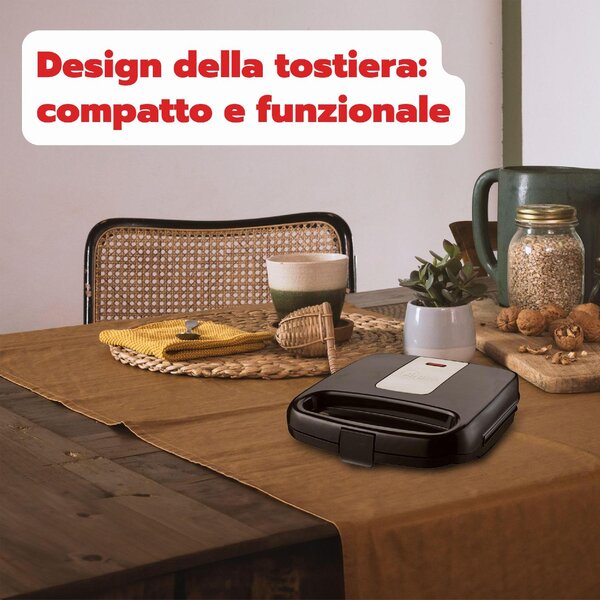 Ardes Tostapane Piastra per Toast Antiaderente Potenza 750 Watt con Termostato colore Nero - AR1S12