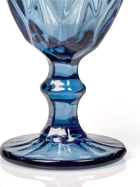 Bicchieri calice LOIRA 6 pezzi diametro 9xh17cm - 280 Ml in vetro spesso pressato adatto alla lavastoviglie colore Blu Notte