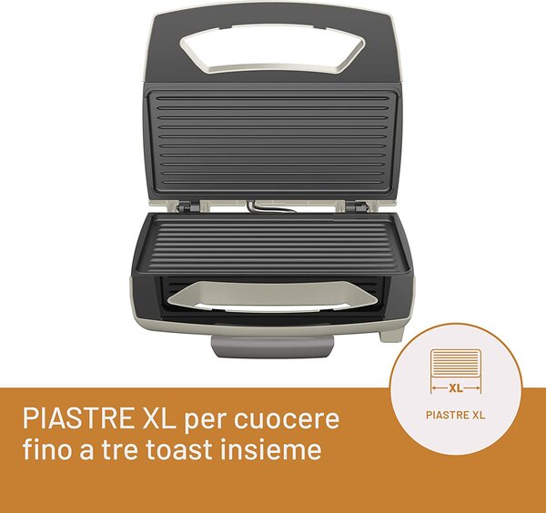 Imetec Tostapane Piastra per Toast Antiaderente Potenza 800 Watt colore Champagne - 7486