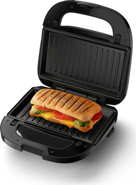 Philips Tostapane Piastra per Toast e Waffle Antiaderente Potenza 750 Watt colore Nero / Argento - HD2350/80