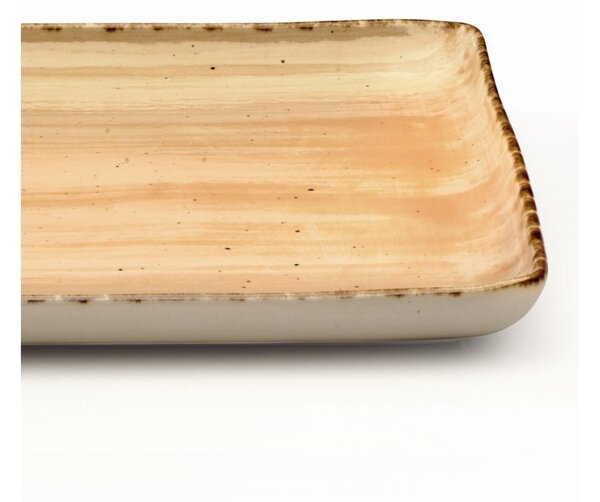 Rettangolare in GRES Alta Cucina 35x23 cm lavabile in lavastoviglie, adatto al microonde decoro sotto smalto colore Zenzero Beige