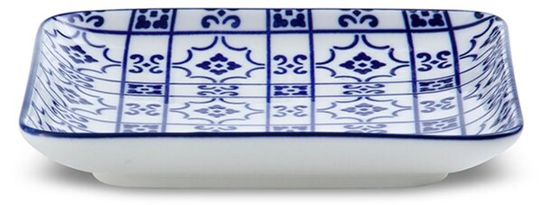 Set vassoietti piattini vuotatasche quadrati 6 pezzi 15x15 cm adatto per caff�, pasticcini , torrone e dolci adatto alla lavastoviglie colore bianco blu