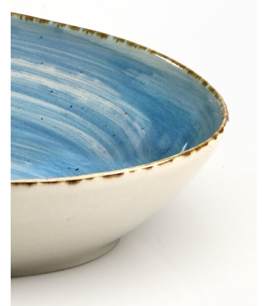 Insalatiera Fondina Multiuso in GRES Alta Cucina 22,5X20X6,5 cm Decoro Sotto smalto lavabile in lavastoviglie, adatto al microonde colore Azzurro Anice