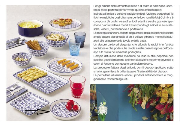 Set vassoietti rettangolari 6 pezzi 21,5x12 cm adatto per caff�, pasticcini , torrone e dolci adatto alla lavastoviglie bianco e blu colore bianco blu
