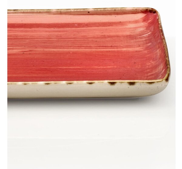 Rettangolare, Vassoio in GRES Alta Cucina 30x18cm lavabile in lavastoviglie, adatto al microonde decoro sotto smalto colore Rosso Peperoncino