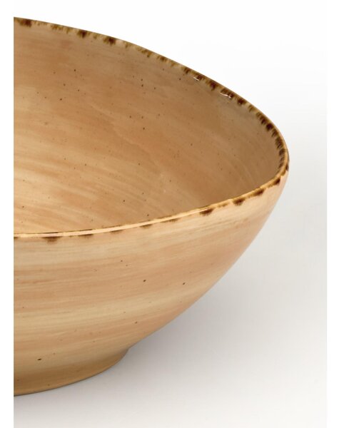 Ciotolona Grande fonda , pasta in GRES Alta Cucina diametro 27.5X24.5X9,5 cm lavabile in lavastoviglie, adatto al microonde decoro sotto smalto colore Zenzero Beige