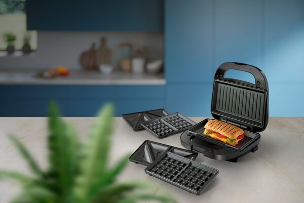 Philips Tostapane Piastra per Toast e Waffle Antiaderente Potenza 750 Watt colore Nero / Argento - HD2350/80