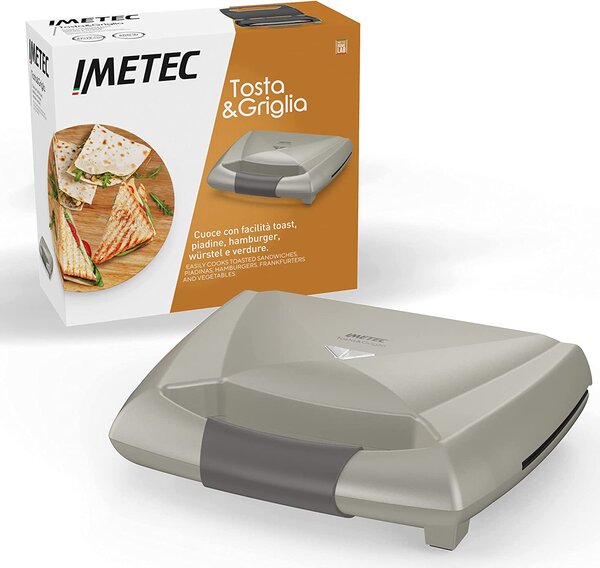 Imetec Tostapane Piastra per Toast Antiaderente Potenza 800 Watt colore Champagne - 7486
