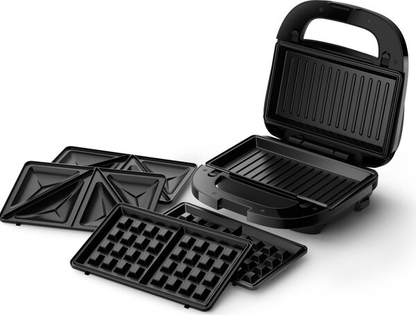 Philips Tostapane Piastra per Toast e Waffle Antiaderente Potenza 750 Watt colore Nero / Argento - HD2350/80