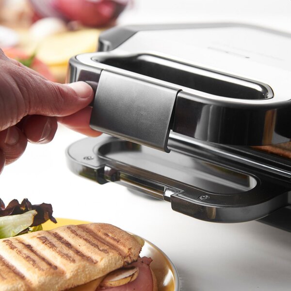 Russell Hobbs Tostiera Potenza 750W con Piedini Antiscivolo e Piastre rimovibili colore Nero Inox - 26810-56