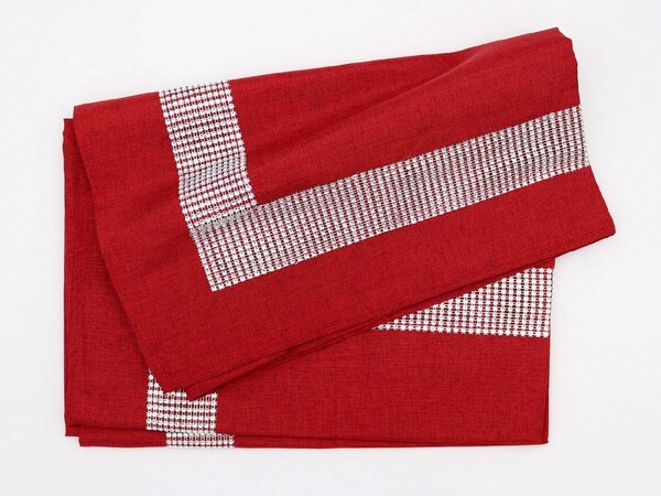 Blanco Raya Tovaglia 12 posti con Bordo elegante di Strass colore Bordeaux - New Diamond