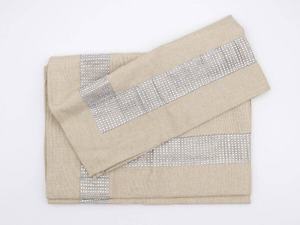 Blanco Raya Tovaglia 12 posti con Bordo elegante di Strass colore Light Beige - New Diamond