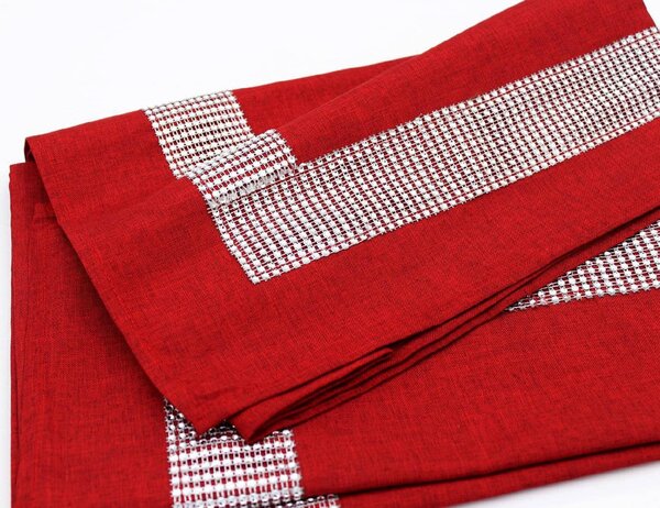 Blanco Raya Tovaglia 12 posti con Bordo elegante di Strass colore Bordeaux - New Diamond