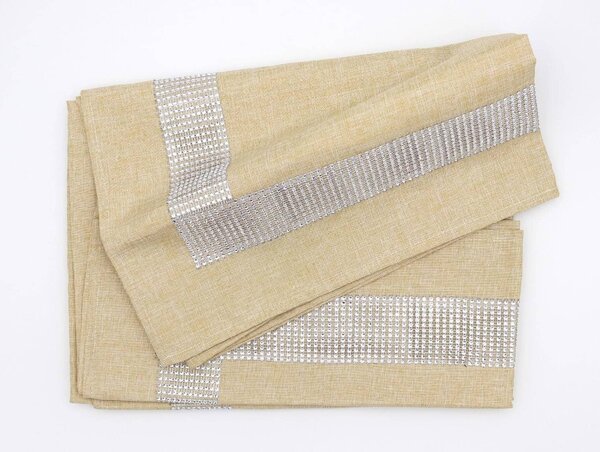 Blanco Raya Tovaglia 12 posti con Bordo elegante di Strass colore Dark Beige - New Diamond